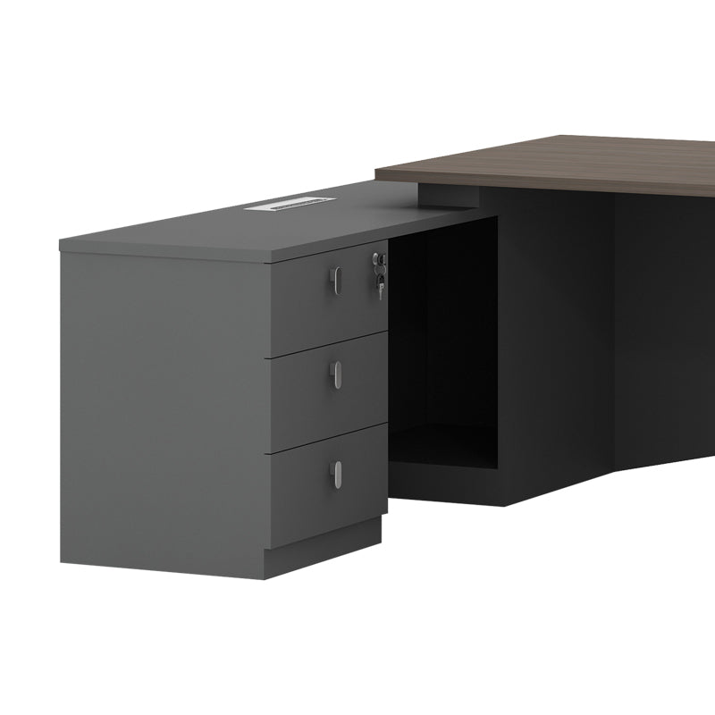 Офис  бюро професионално ляво ъглово Denith въглен-орех 220x180x75см