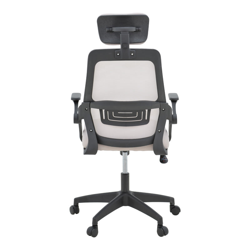 Офис стол Peja дамаска мрежа сиво-бежово и черна рамка 58x60x107-117см