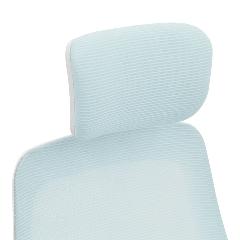 Офис стол Reji текстилна мрежа светло синя рамка бяла 58x60x107-117см