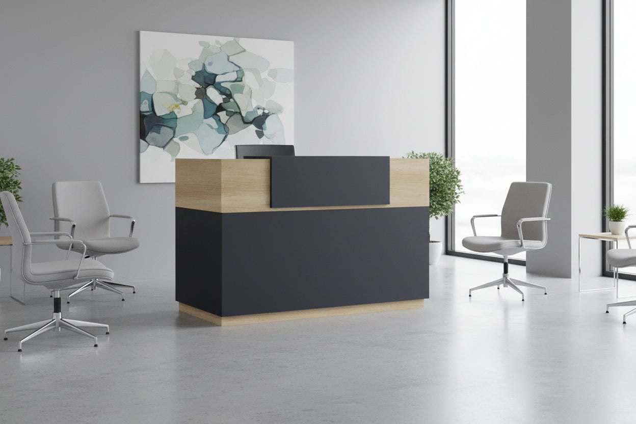 Рецепция Lotus в дъб - тъмносив цвят 140x70x110см