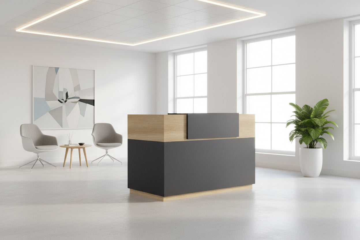 Рецепция Lotus в дъб - тъмносив цвят 200x70x110см