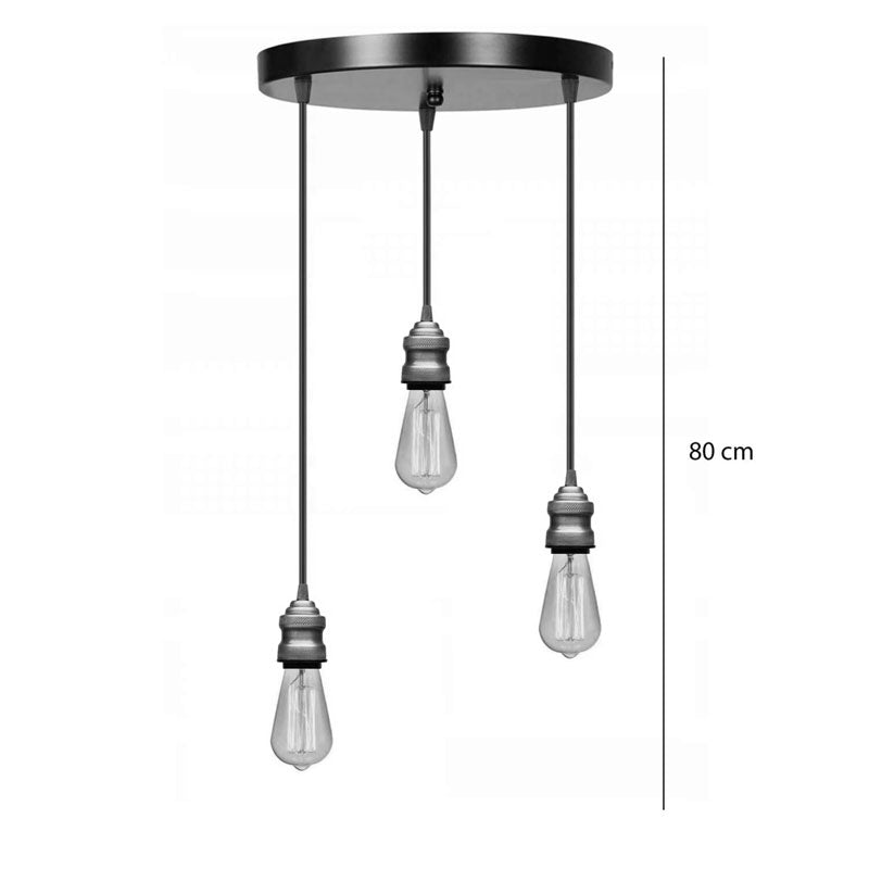 Таванна лампа с 3 светлини  Sopio E27 черен метал D30x85cm