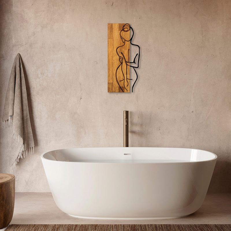 Декор за стена Kelesipo борово дърво в естествен цвят и черен метал 27x3x58cm