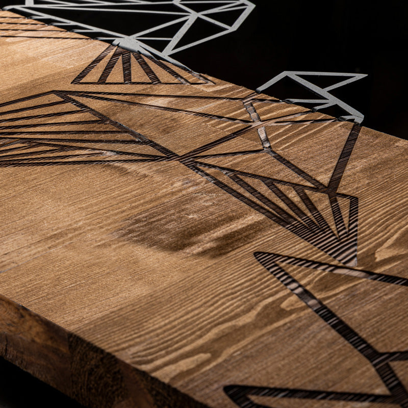 Декорация за стена Perdon борово дърво в естествен цвят и черен метал 30x3x60cm