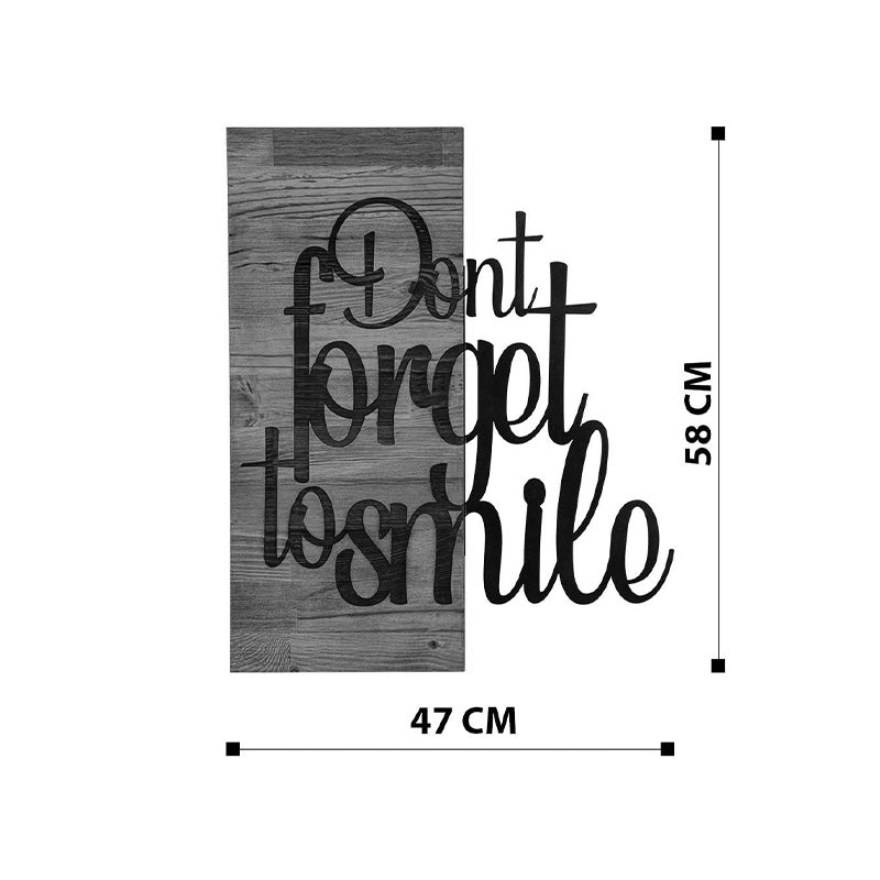 Декор за стена Smiley борово дърво в естествен цвят и черен метал 47x3x58см