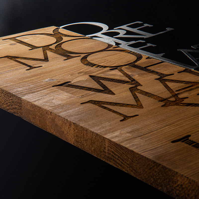 Стенен декор Haper борово дърво в естествен цвят и черен метал 42x3x58см