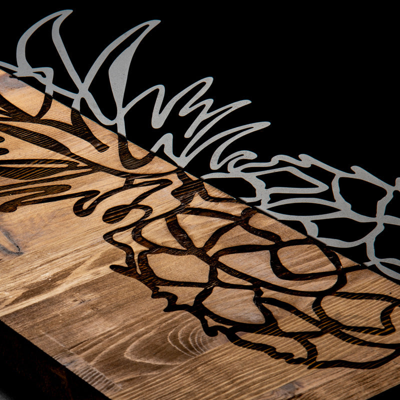 Декорация за стена Pinable борово дърво в естествен цвят и черен метал 42x3x58cm