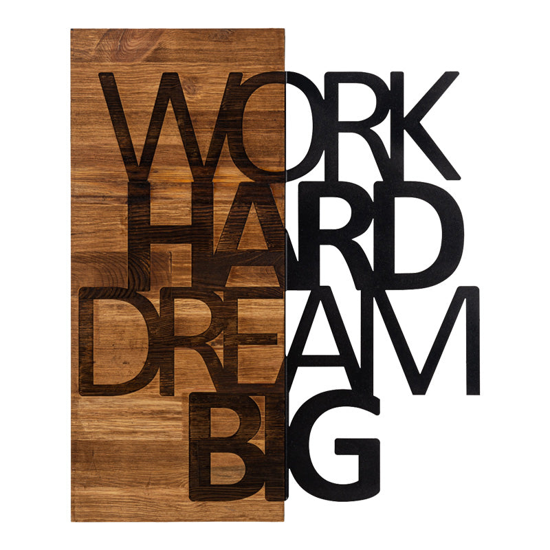 Стенен декор Deseze борово дърво в естествен цвят и черен метал 48x3x58см