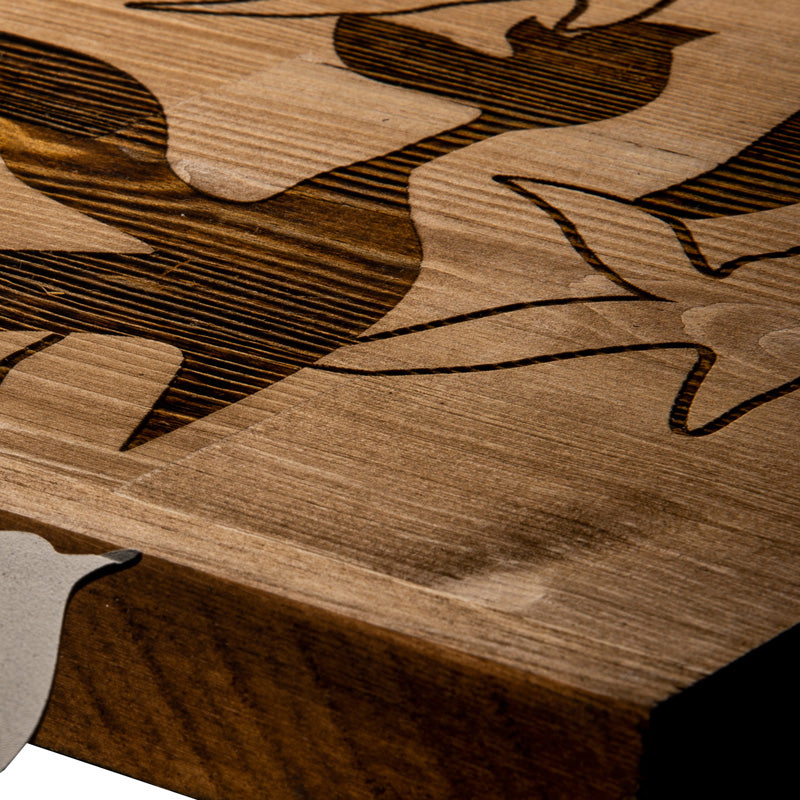 Декорация за стена Excore борово дърво в естествен цвят и черен метал 111x3x25cm