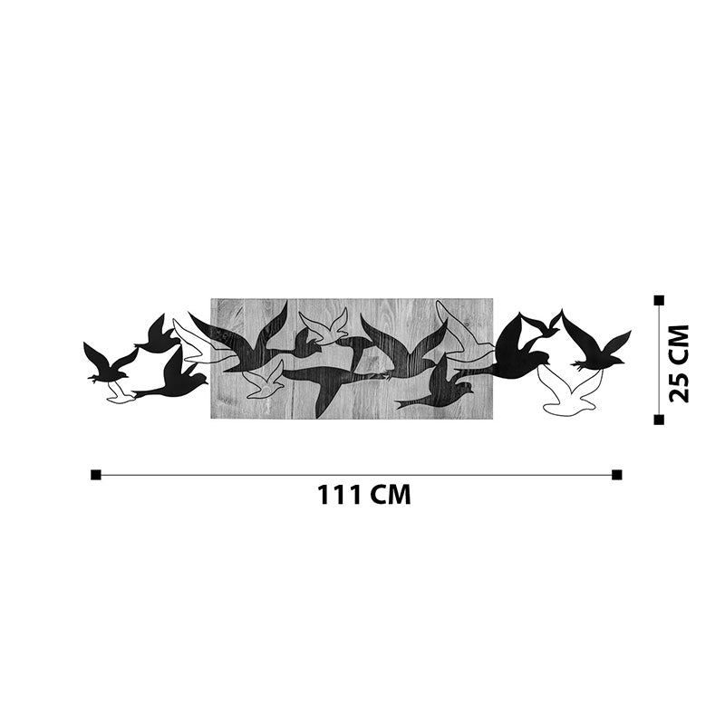Декорация за стена Excore борово дърво в естествен цвят и черен метал 111x3x25cm