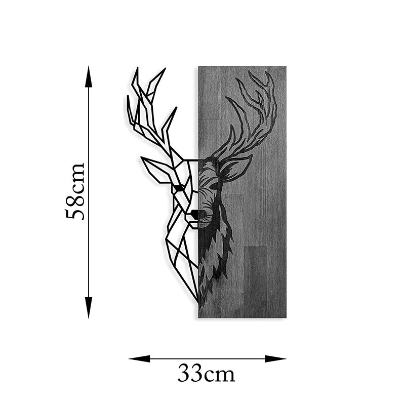 Декорация за стена Deera борово дърво в естествен цвят и черен метал 33x3x58cm