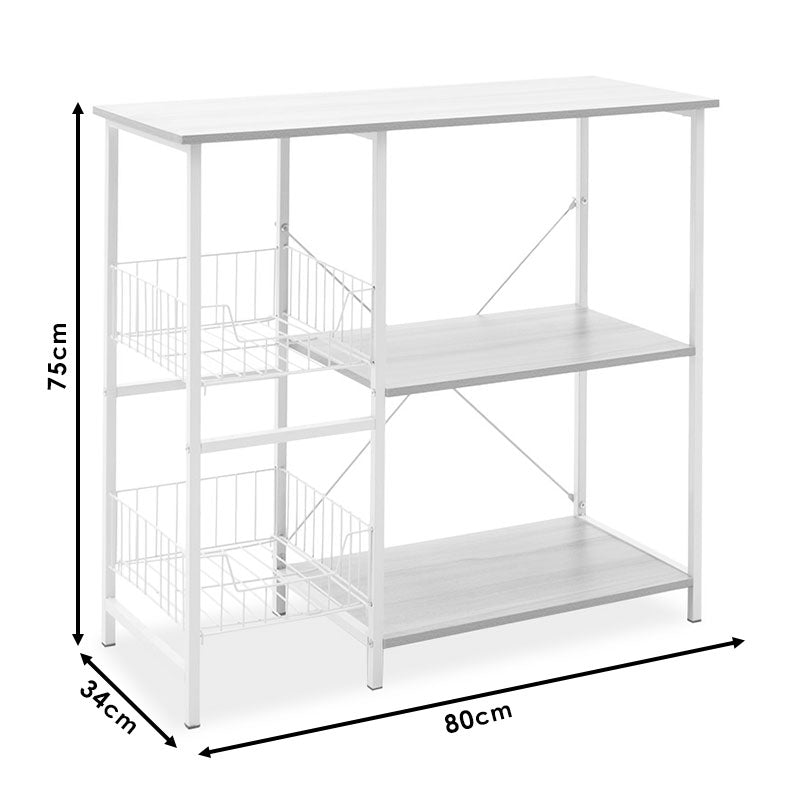 Подов рафт  Noon бял-естествен цвят 80x34x75см