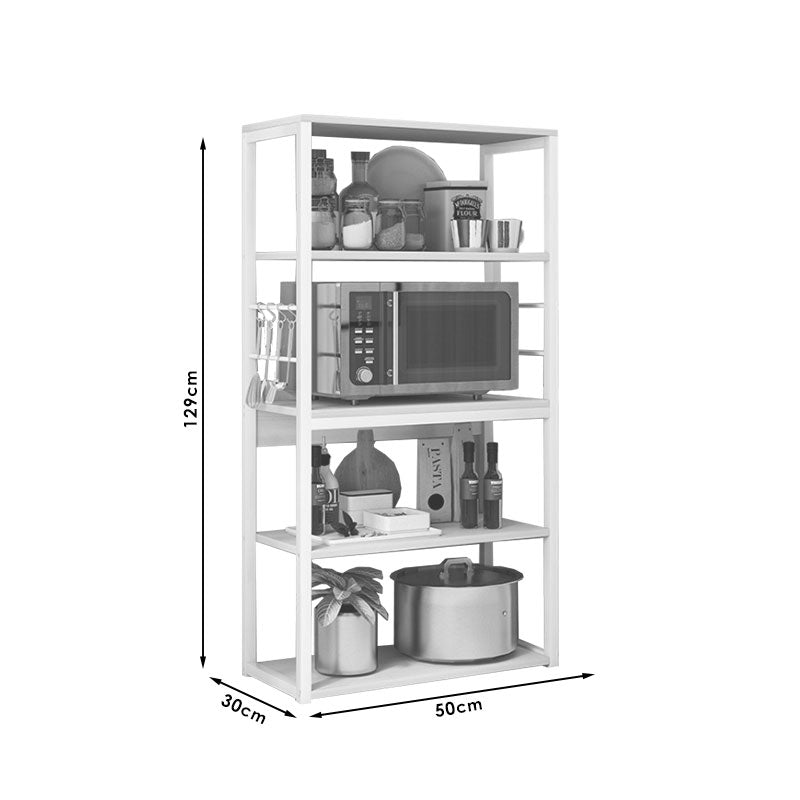 Подова етажерка Tace металик в бяло-натурален цвят 50x30x129см