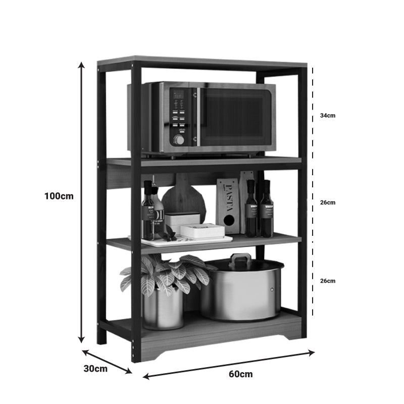 Подов рафт Daan металик в цвят орех-черен 60x30x100см