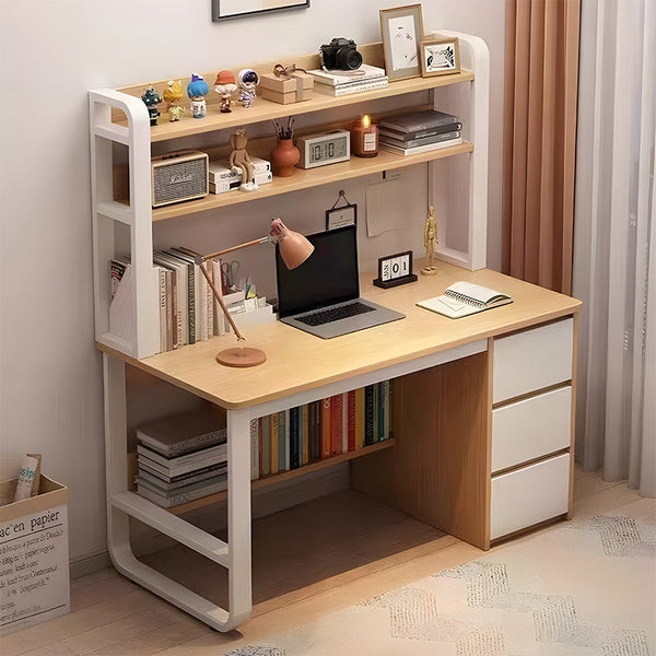 Офис бюро с рафт Soco  естествен- бял цвят  120x50x147см