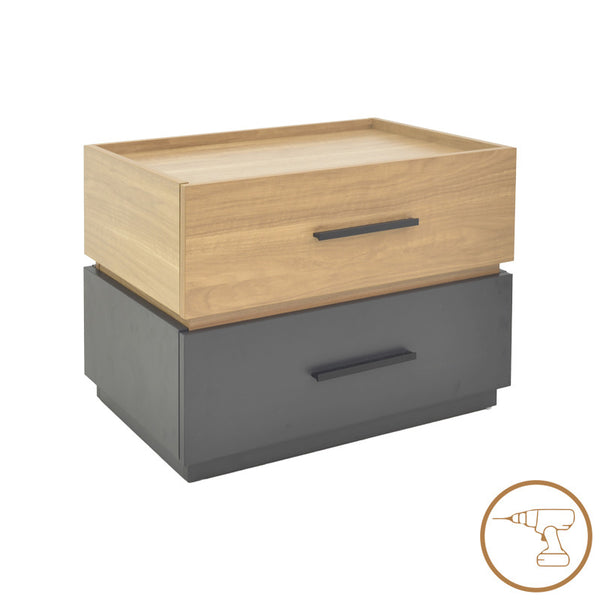Нощно шкафче SONLEN от мдф в нюанс сонома-въглен 60x40x44,5 см