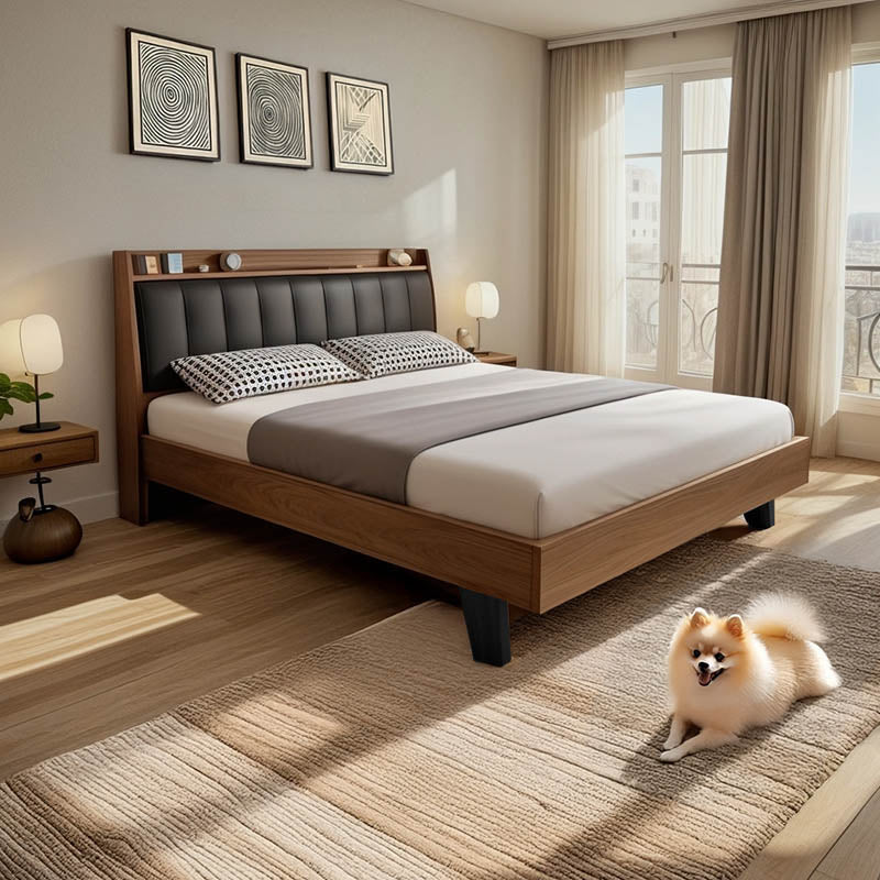 Спалня  легло Frankly мдф-пу цвят орех-черен 150x200см