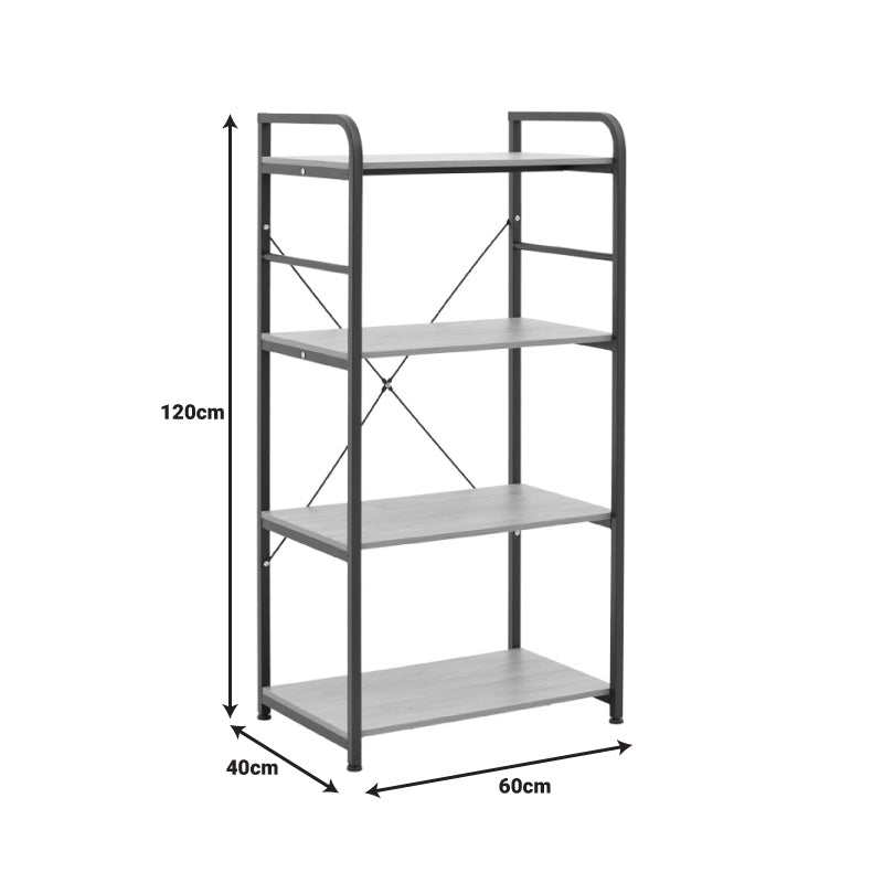 Подова етажерка Depo черен метал-mdf в нюанс дъб 60x40x120см