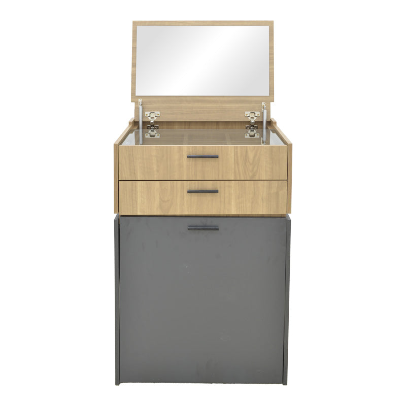 Тоалетка SONLEN с табуретка в цвят тъмно сиво-светъл орех 60x45x122см