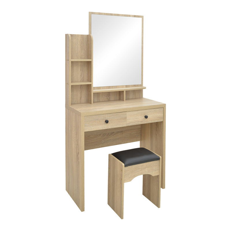 Тоалетка CENZO с табуретка в естествен и черен цвят 80x40x155см