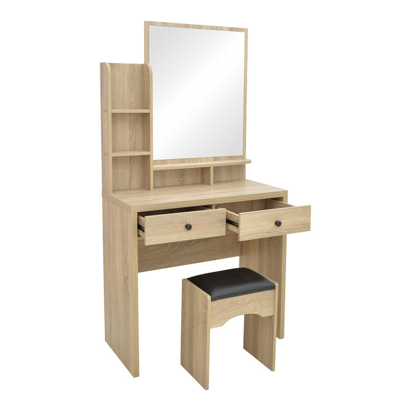 Тоалетка CENZO с табуретка в естествен и черен цвят 80x40x155см