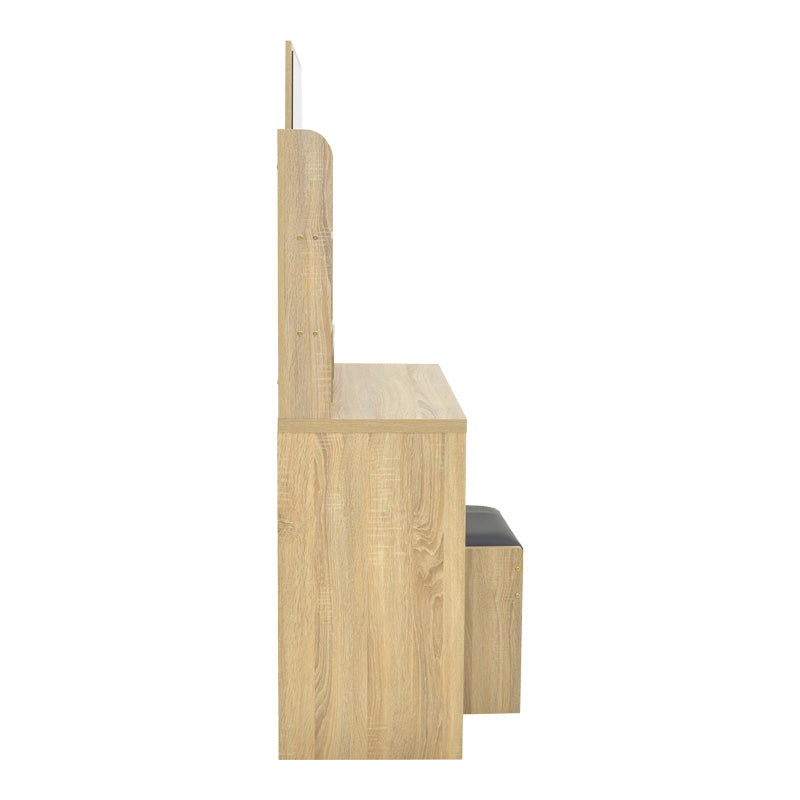 Тоалетка CENZO с табуретка в естествен и черен цвят 80x40x155см