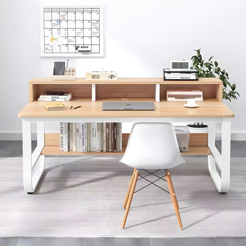 Учебно бюро Evrepy мдф в цвят дъб и бели метални крака 100x60x73см