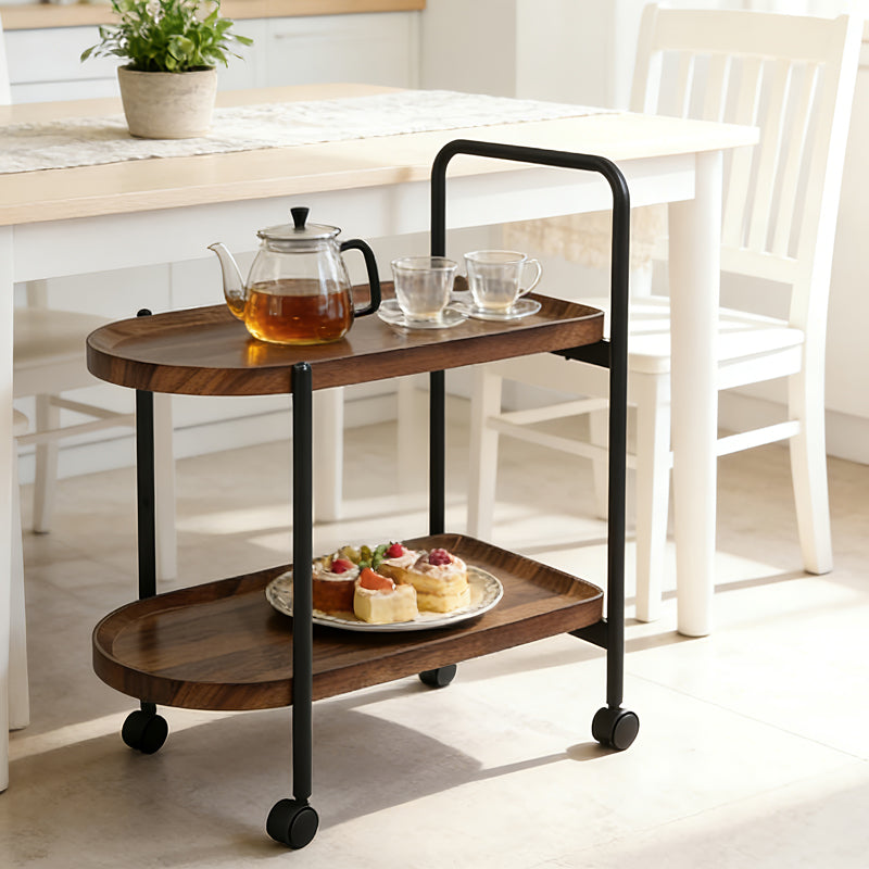 Странична масичка/ количка Whelea mdf-метал в цвят орех-черен 40x60x69см