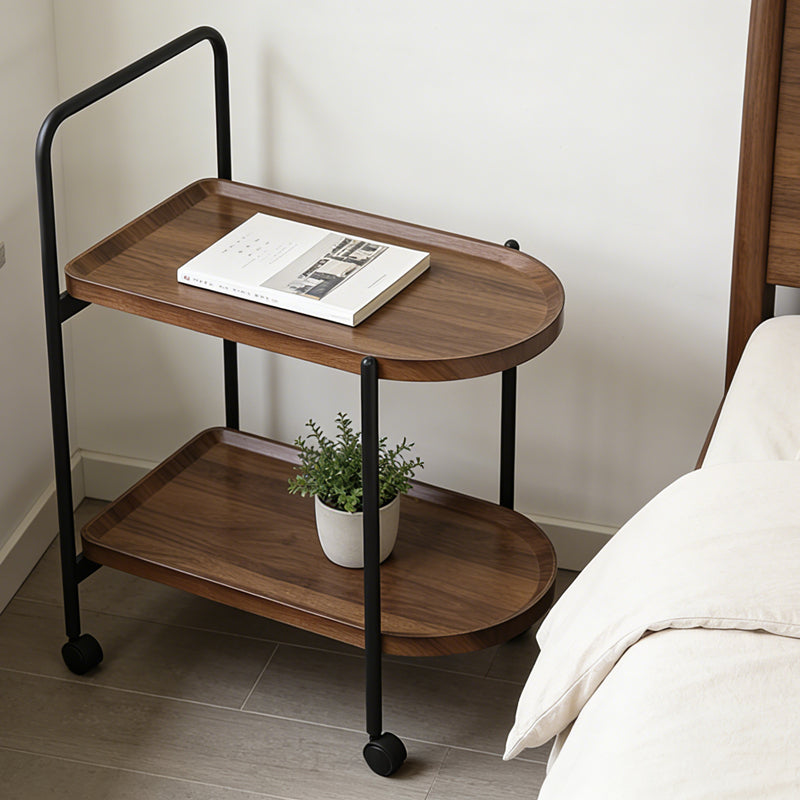 Странична масичка/ количка Whelea mdf-метал в цвят орех-черен 40x60x69см