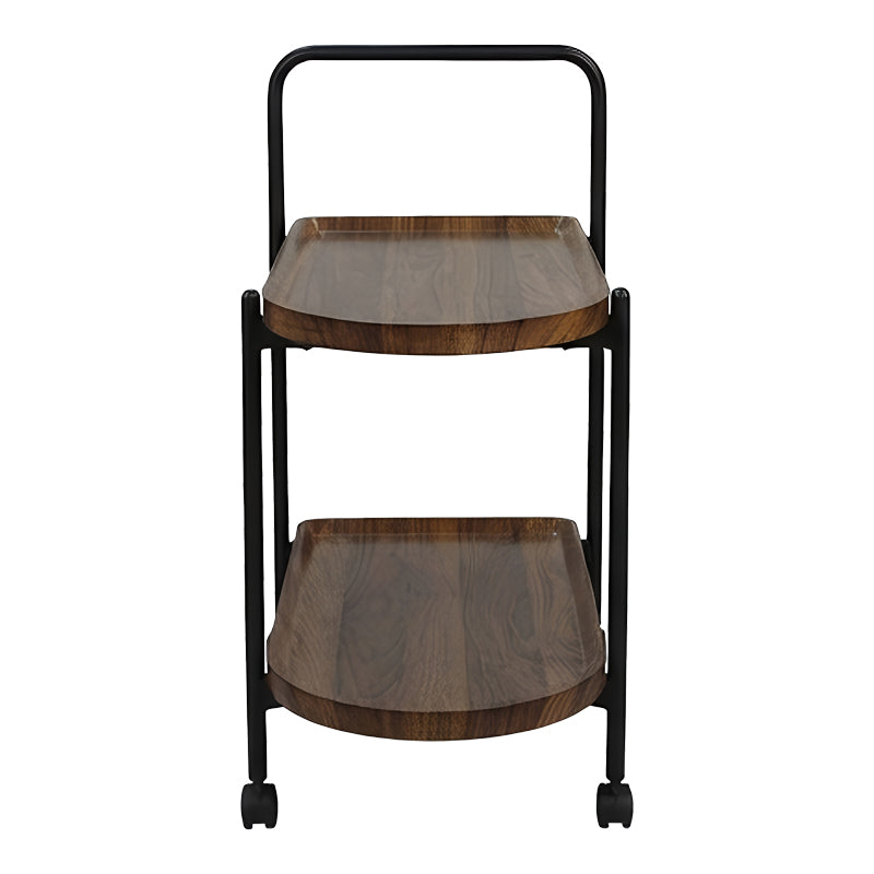 Странична масичка/ количка Whelea mdf-метал в цвят орех-черен 40x60x69см