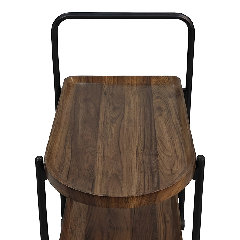 Странична масичка/ количка Whelea mdf-метал в цвят орех-черен 40x60x69см