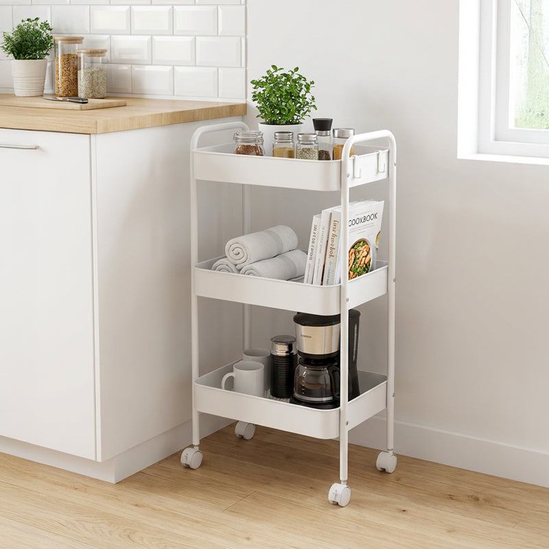 3-етажна количка Nedea бяла метална 41x30x77см