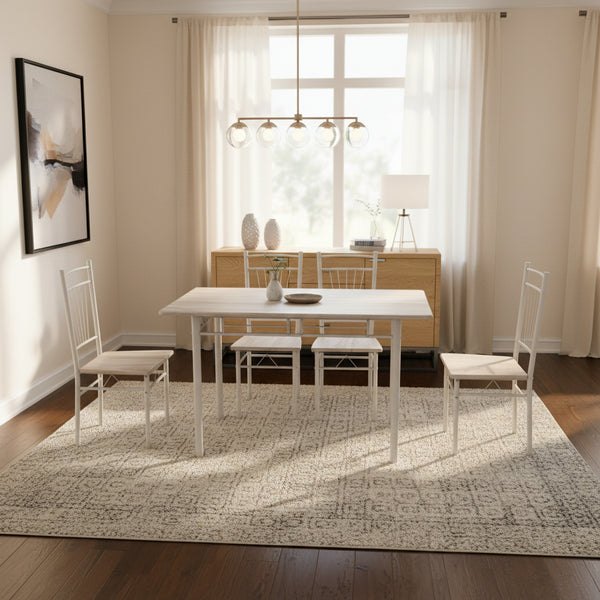 Комплект за хранене ROZA 5 части  mdf сонома и метални бели крака 120x65x75см