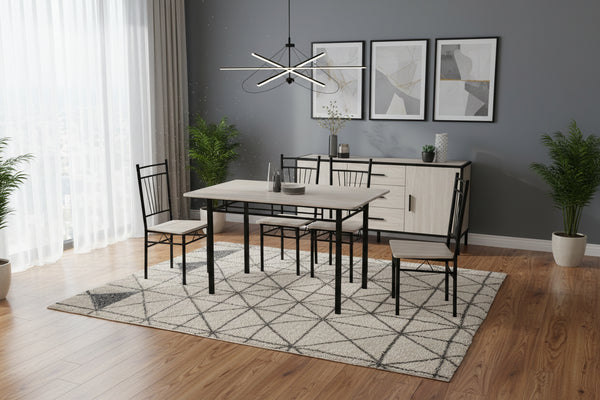 Комплект за хранене ROZA  5 части mdf сонома и метални черни крака 120x65x75см