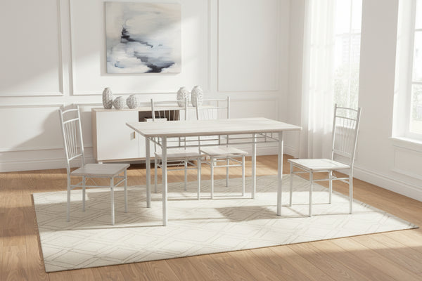 Комплект за хранене ROZA  5 части mdf сонома и метални бели крака 110x60x75см