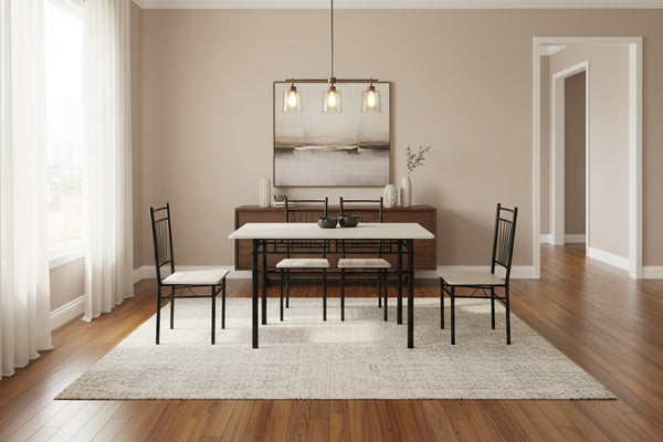 Комплект за хранене ROZA 5 части mdf сонома и метални черни крака 110x60x75см