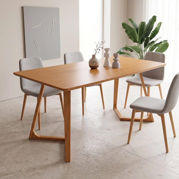 Трапезна маса PENDRA mdf с крака от масивна дървесина, покритие sonoma 150x80x75см