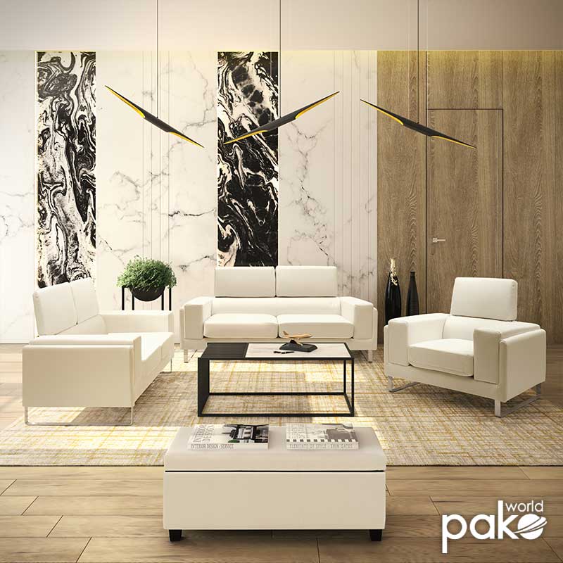 2 местен диван SHEA PU слонова кост-инокс 158x80x87cm