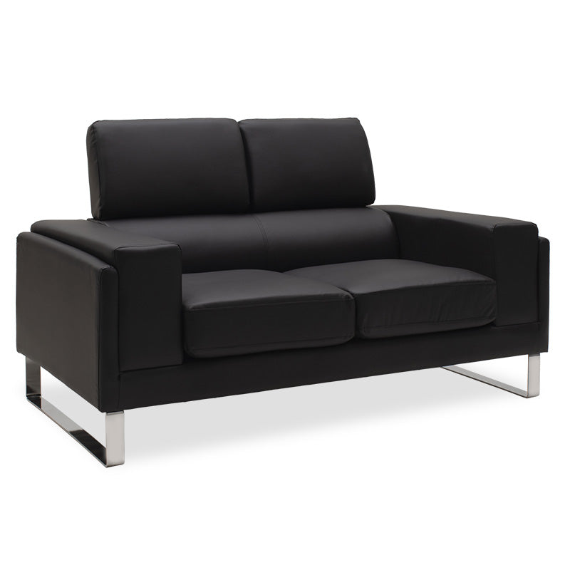 2-местен диван SHEA в черно pu-inox 158x80x87cm