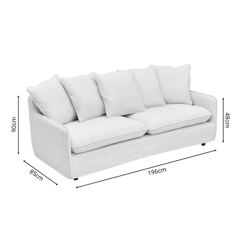 3-местен диван INTEREST  бежов плат с пет възглавници 196x85x90см