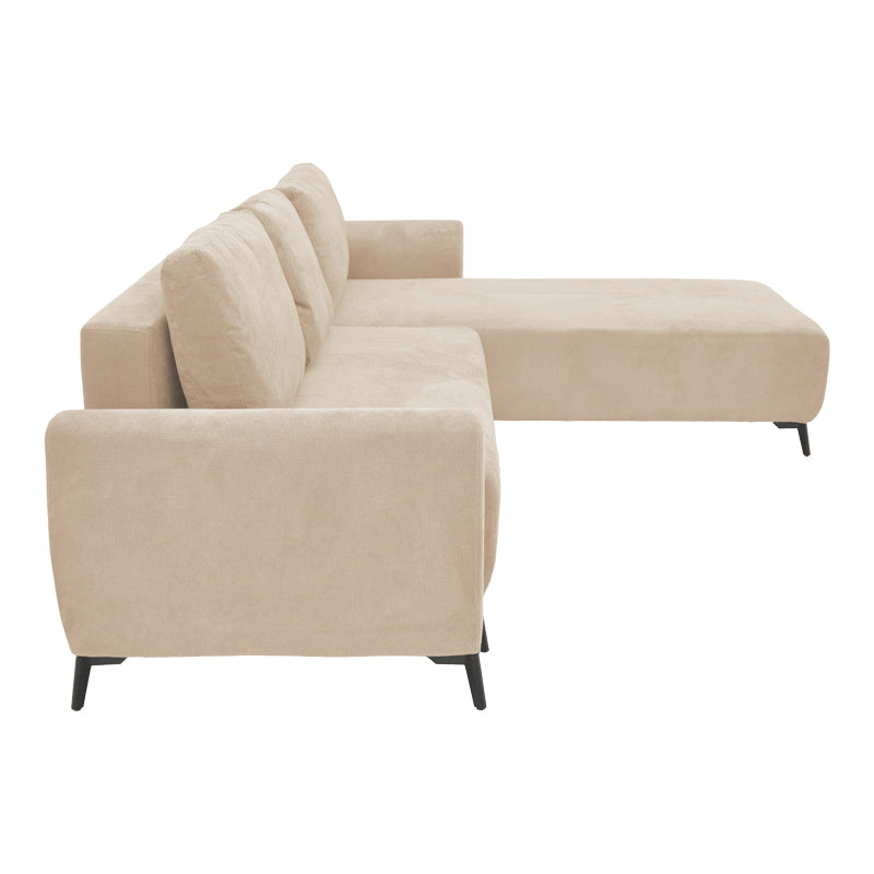 Триместен диван с място за съхранение Settee плат в бежов цвят 286x204x93см