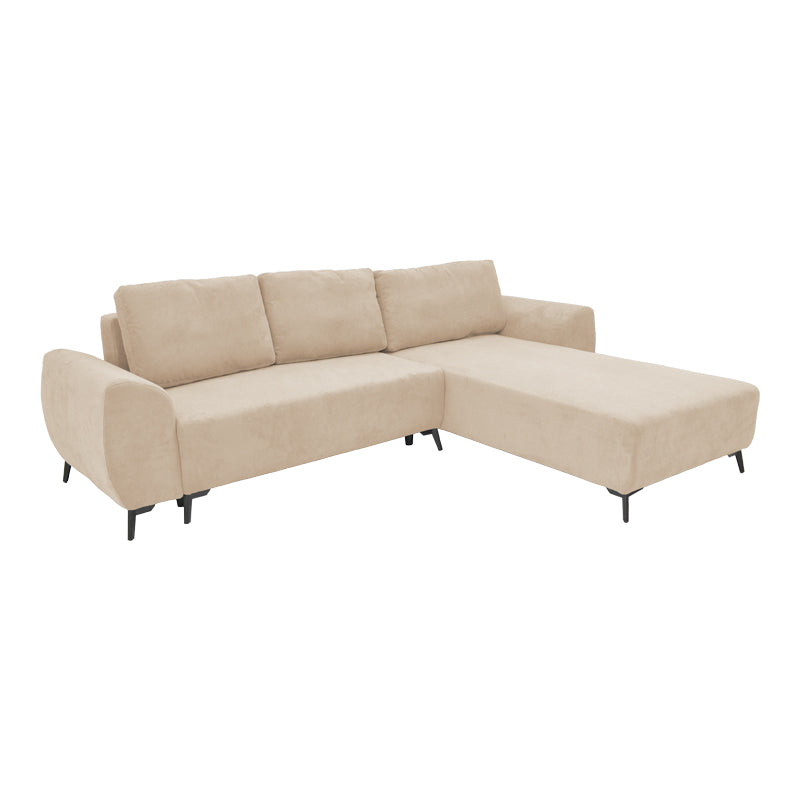 Триместен диван с място за съхранение Settee плат в бежов цвят 286x204x93см