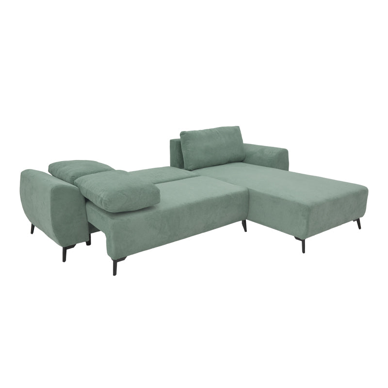 Триместен диван с място за съхранение Settee плат в цвят мента 286x204x93см