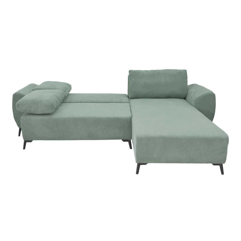 Триместен диван с място за съхранение Settee плат в цвят мента 286x204x93см
