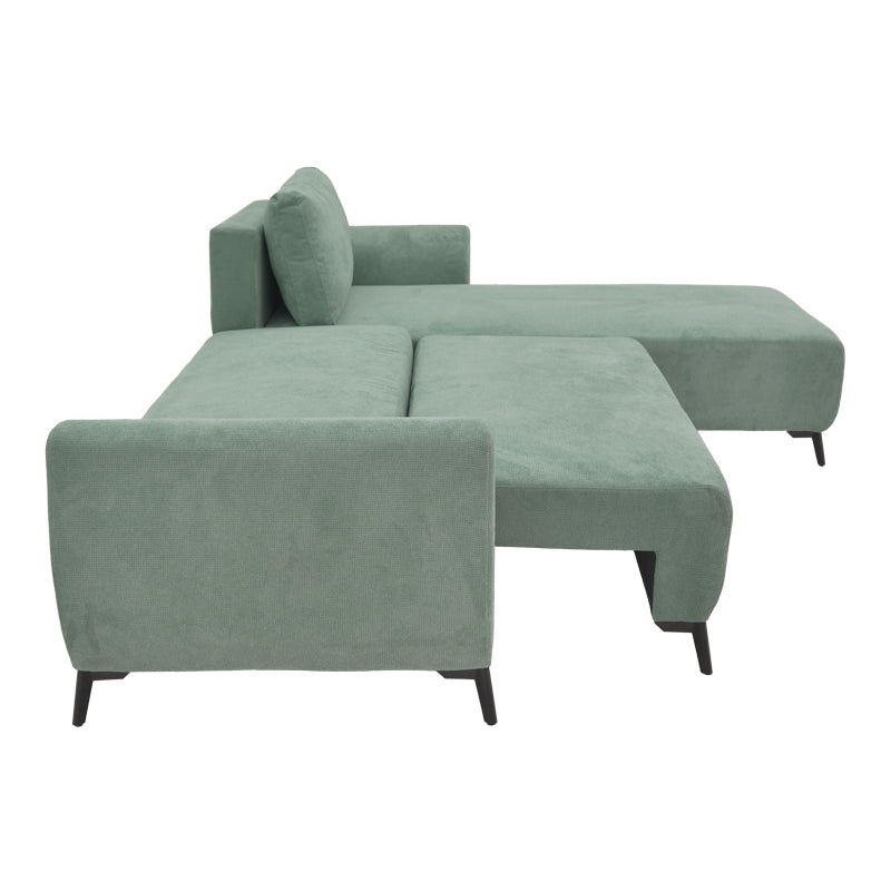 Триместен диван с място за съхранение Settee плат в цвят мента 286x204x93см