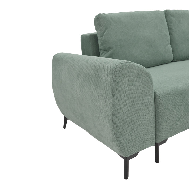 Триместен диван с място за съхранение Settee плат в цвят мента 286x204x93см