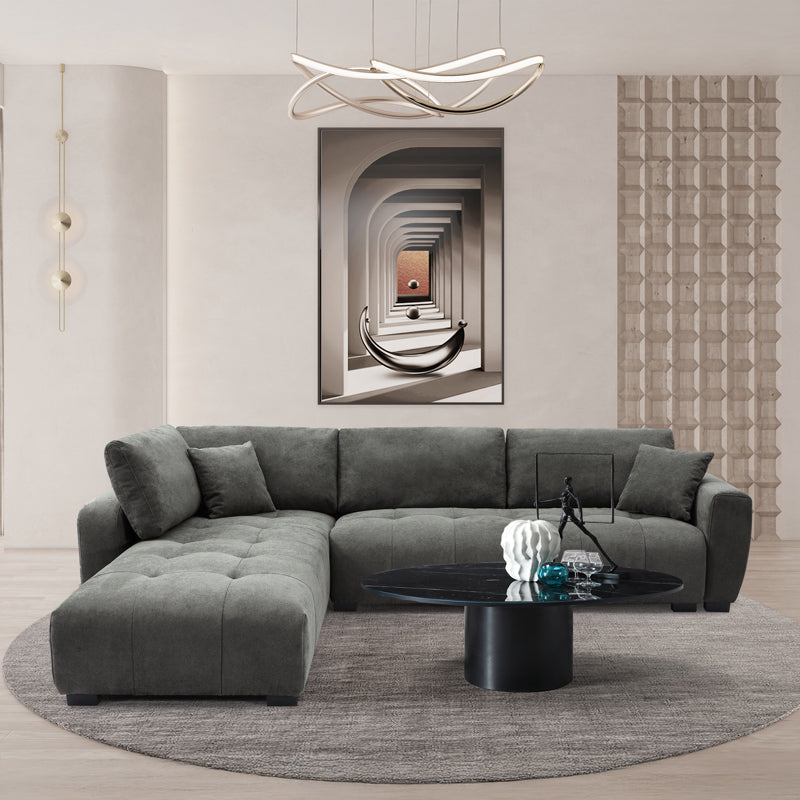 Обръщащ се диван Gianco плат в сив нюанс 298x208x85см