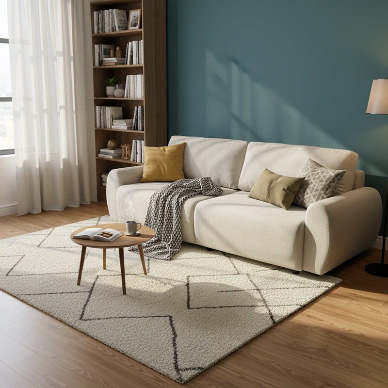 Триместен разтегателен диван Hungie плат в бежов цвят 250x92x89см