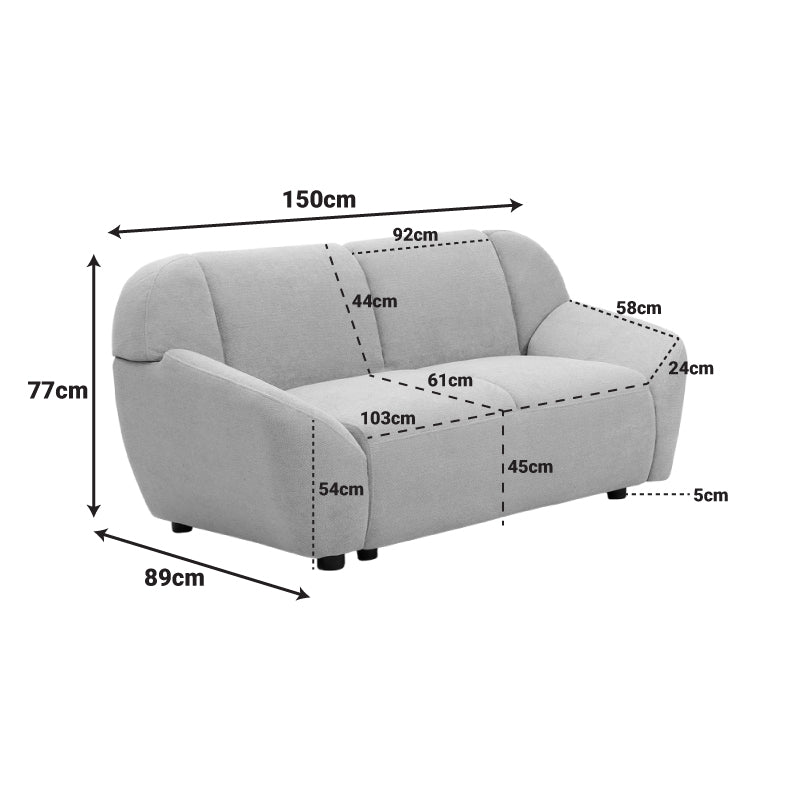 Двуместен диван ECHONO антрацит плат 144x88x77см