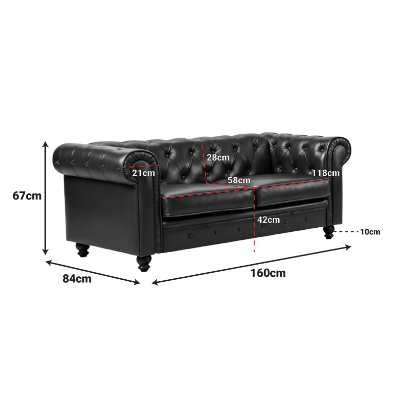 Двуместен диван CHESTERFIELD pu кипарис 160x84x67см